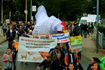 Demo gegen den Wiesenhof-Schlachthof in Niederlehme am 9.9.2017, Foto: BUND Brandenburg